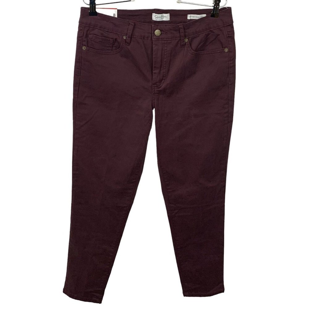 #1028 Jessica Simpson Women 8 Burgundy Purple High Rise Skinny Ankle Jeans New